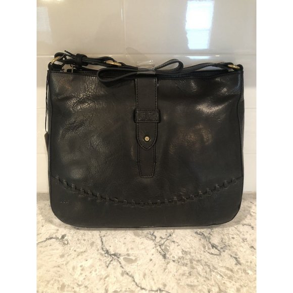 bolo Bags Bolo Bronco Leather Shoulder Bag Purse Tote Black New